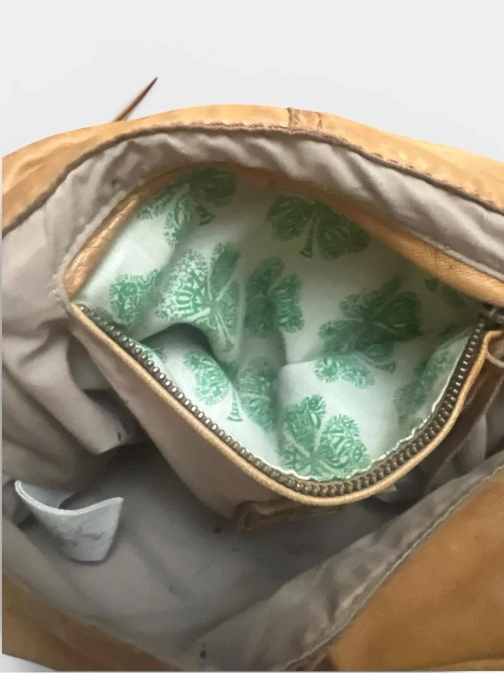 Lucky Brand Ramblin Rose Lambskin Boho Hobo Bag Tan Tooled Y2K